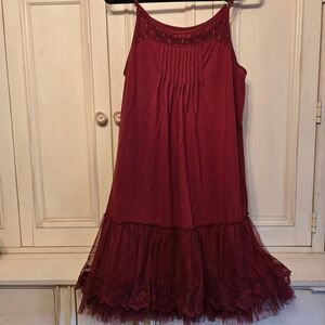 Burgundy Lace Trim Shirt Extender L/XL